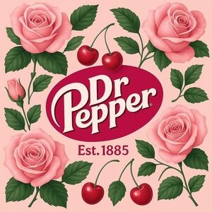 Dr Pepper Floral and Cherry Design Poster